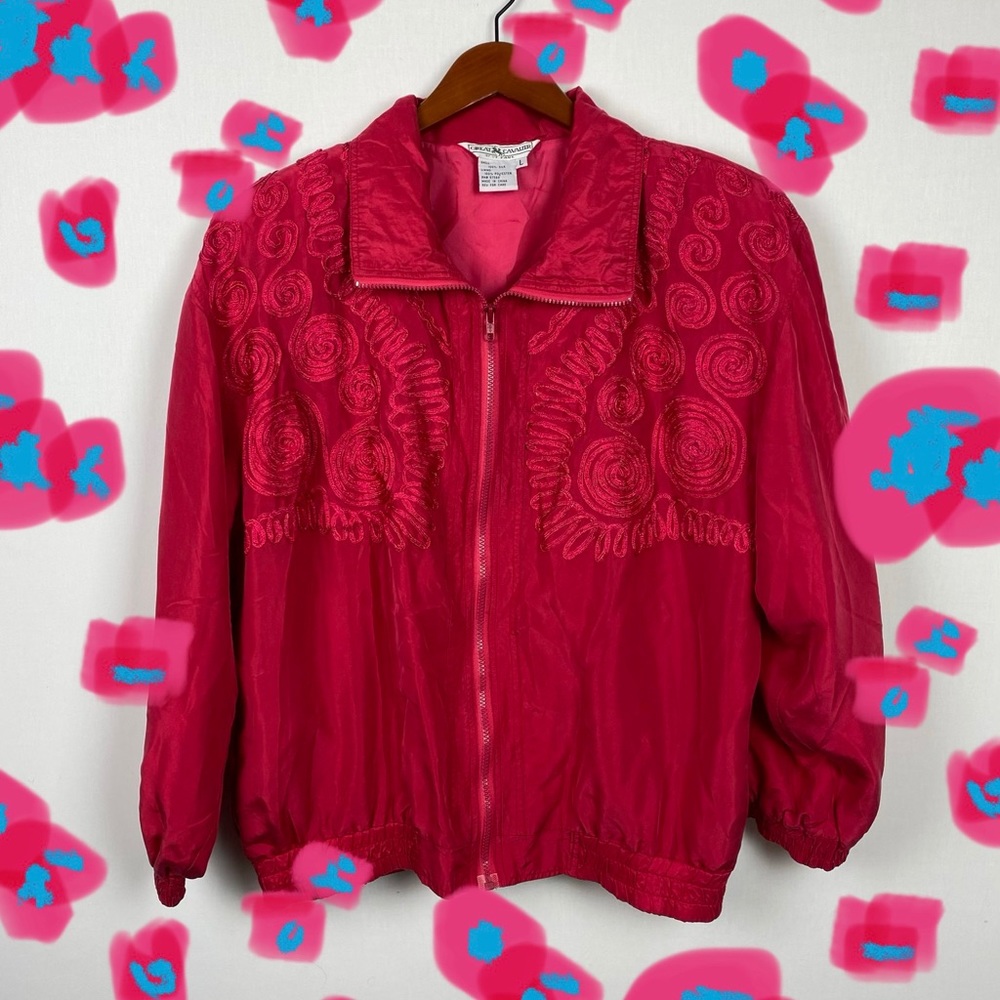 Vintage Silk Pink Bomber Jacket